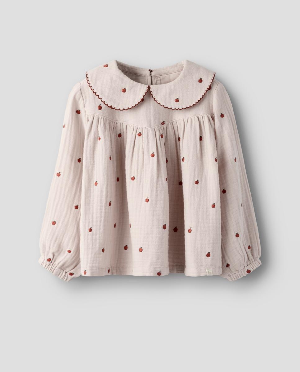Camisa de Manga Comprida com Gola de Bebé Rosa-2