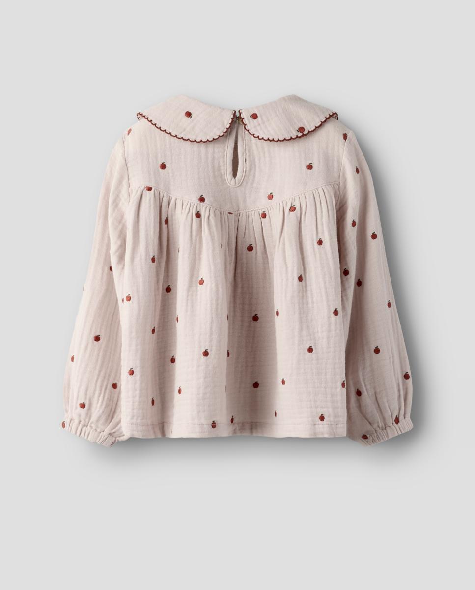 Camisa de Manga Comprida com Gola de Bebé Rosa-3