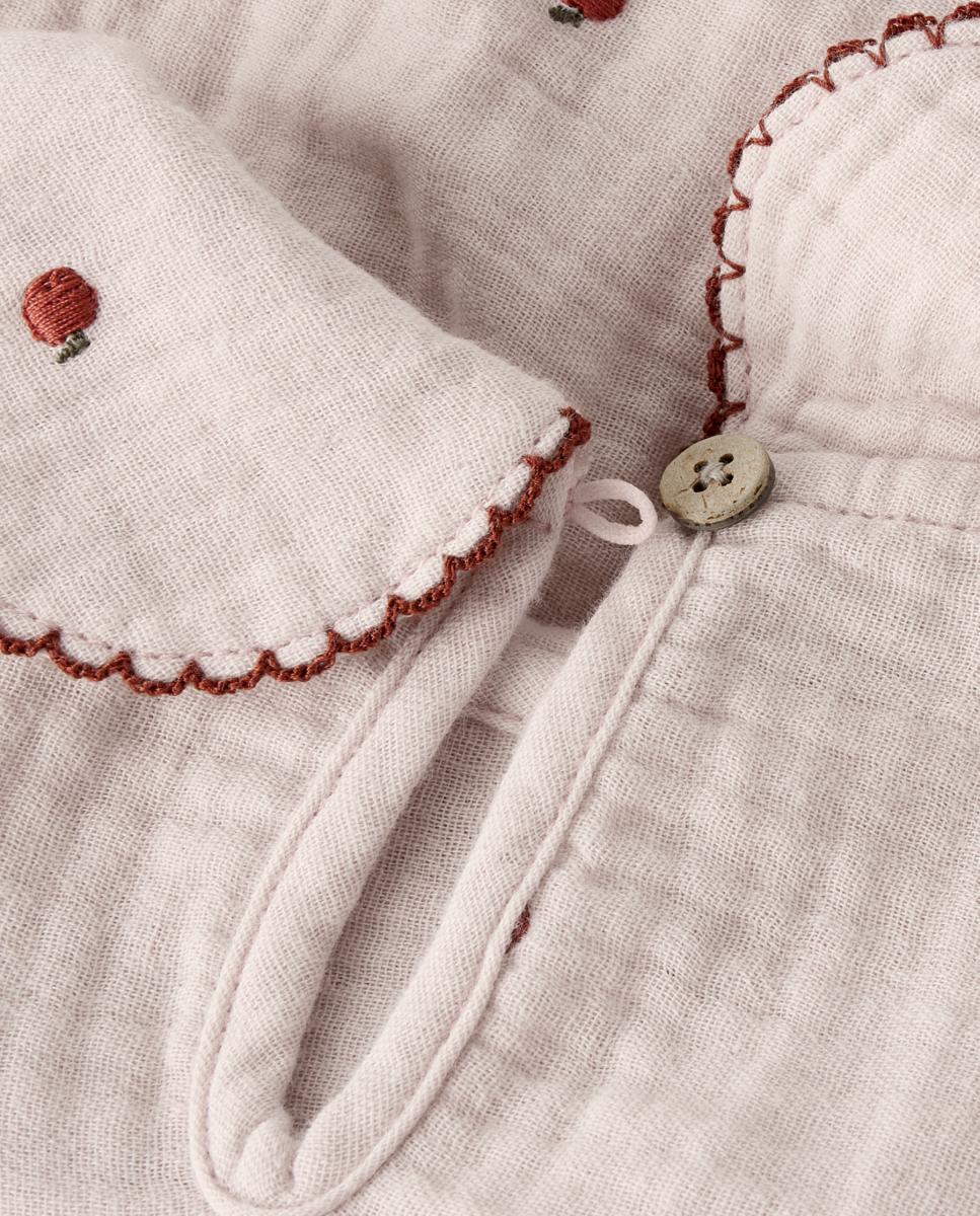 Camisa de Manga Comprida com Gola de Bebé Rosa-4
