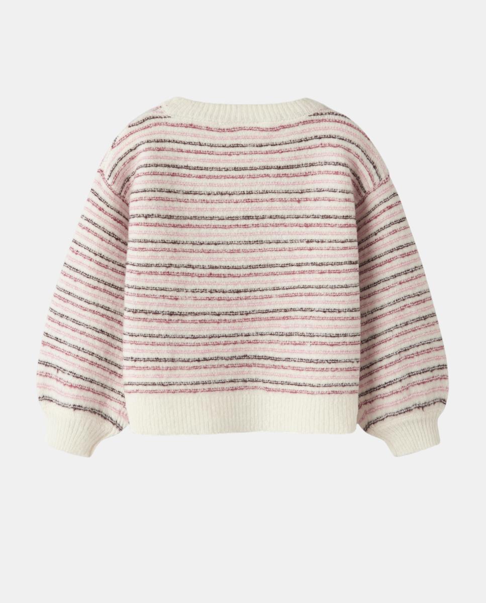 Camisola de malha às riscas Creme-5