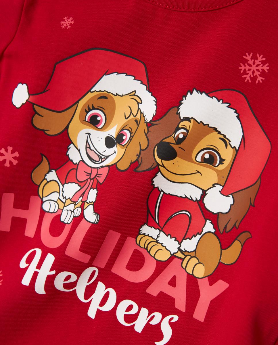 T-shirt da Patrulha Pata de Natal Vermelho-4