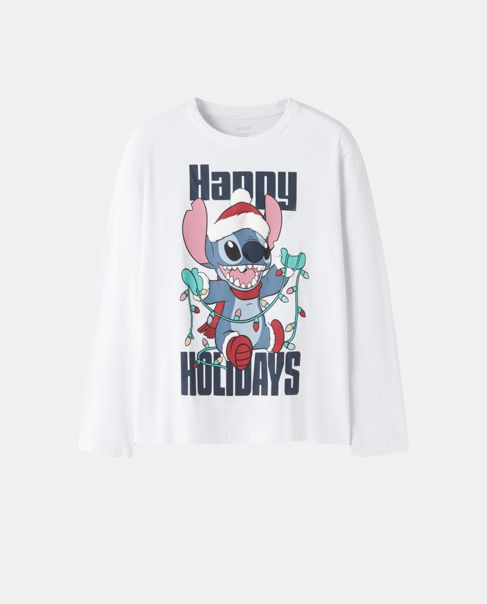 T-shirt Stitch de Natal Branco-2