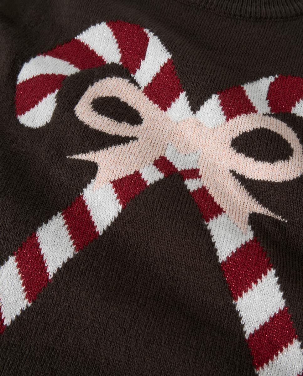 Camisola de Malha de Natal para Menina Castanho-4