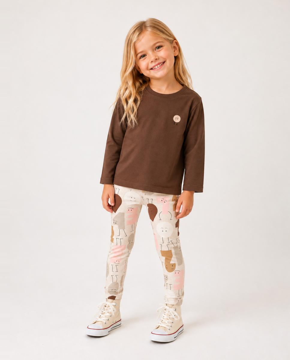 Imagen 0 de Camiseta de niña de manga larga Marrón oscuro