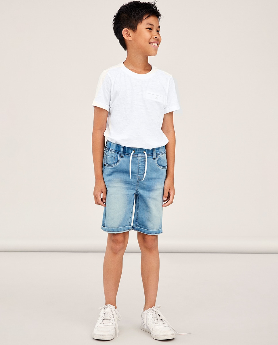 Bermuda vaquera de niño con cintura elástica y ajustable - name it - Azul claro Azul claro-1