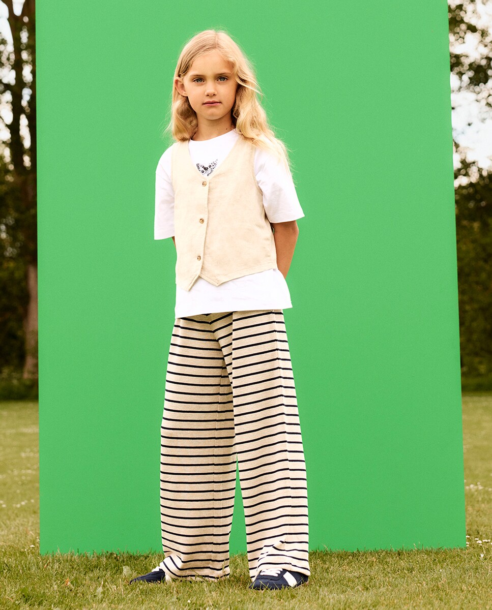 Calças Fluidas Bege-2