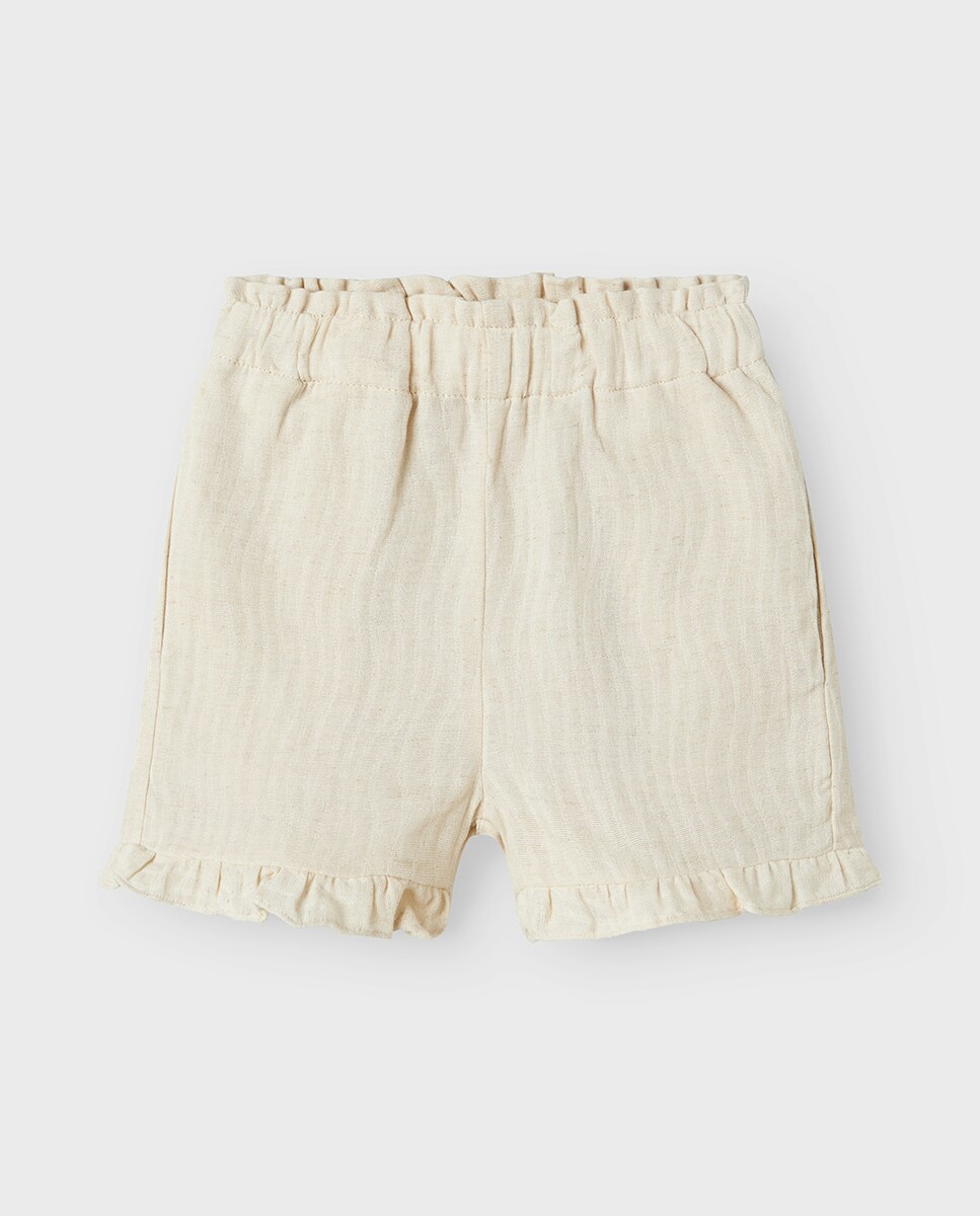 Calções com Cintura Ajustável Creme-1