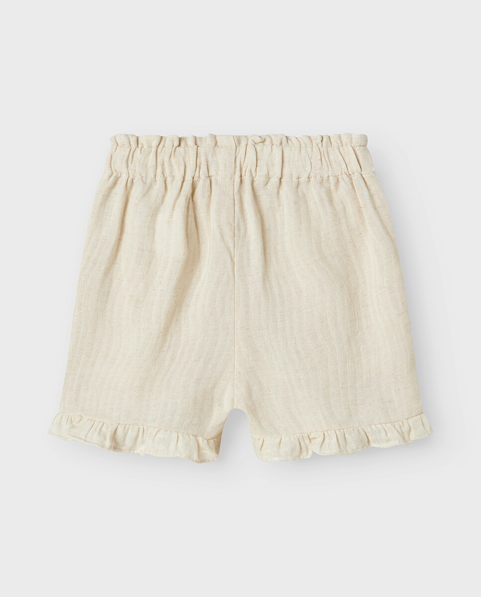 Calções com Cintura Ajustável Creme-2