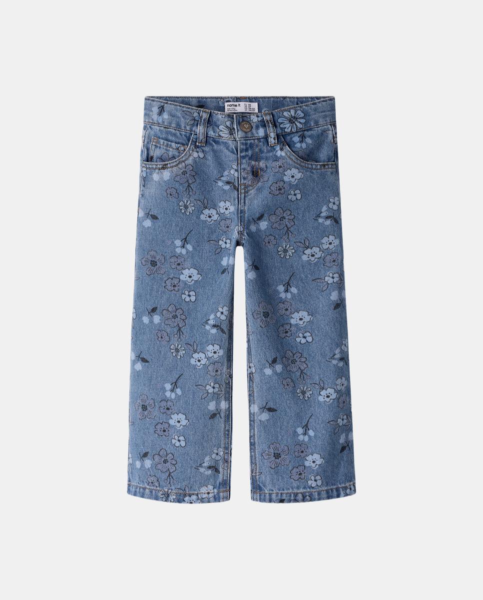 Jeans de Flores para Menina Azul-2