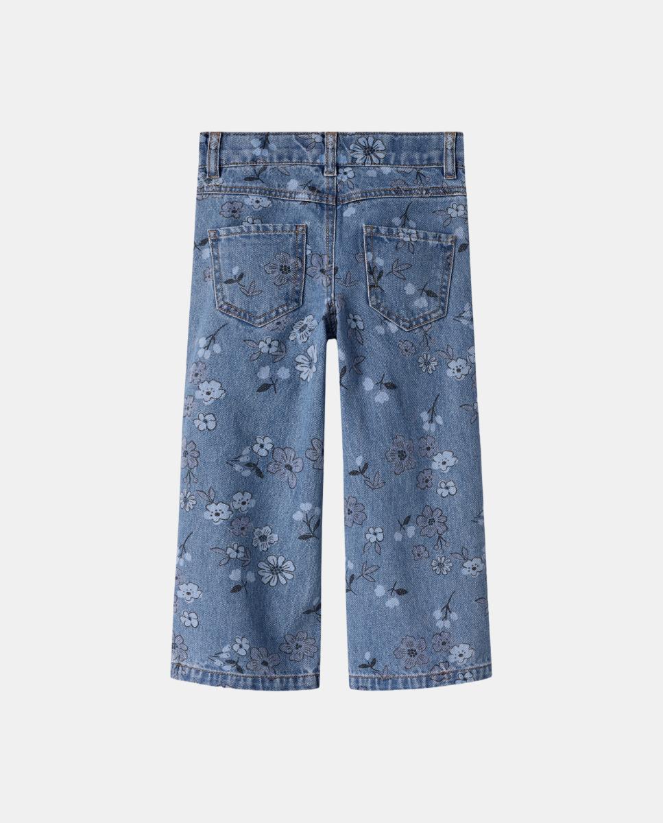 Jeans de Flores para Menina Azul-3