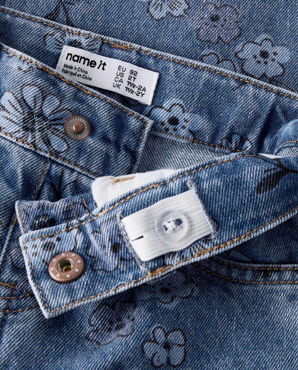 Jeans de Flores para Menina Azul-5