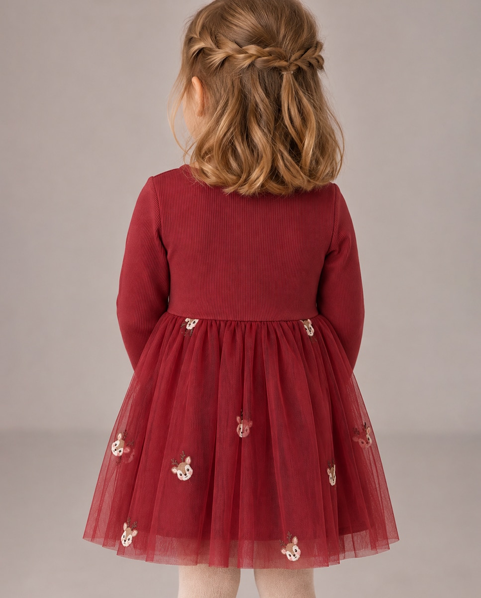 Vestido com Saia de Tule Vermelho-2