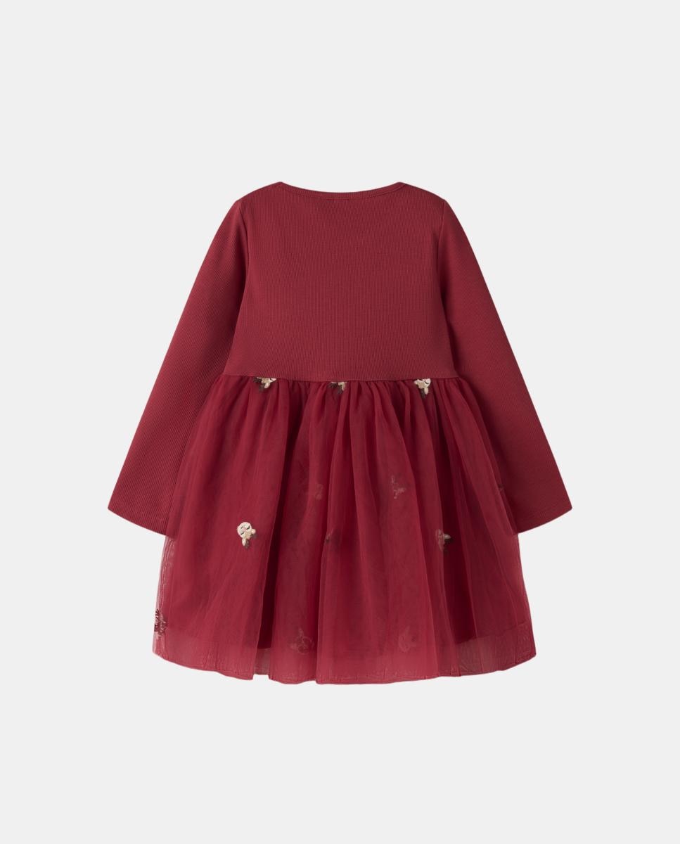 Vestido com Saia de Tule Vermelho-4