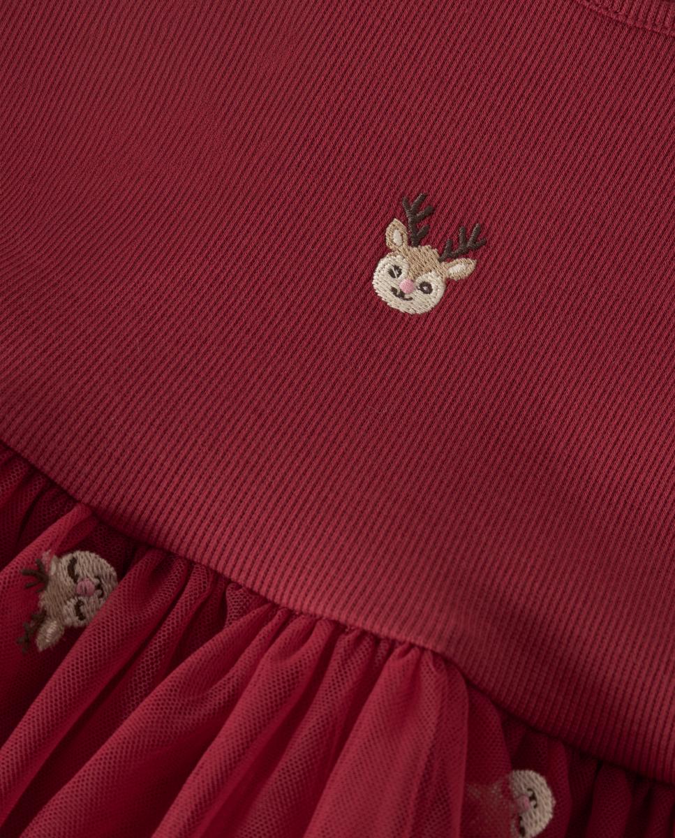 Vestido com Saia de Tule Vermelho-5