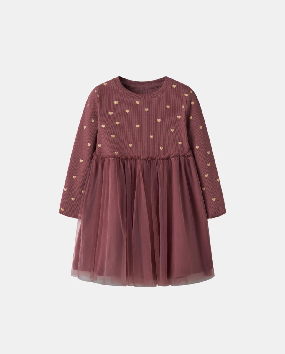 Vestido com Saia de Tule para Menina Bordeaux-3