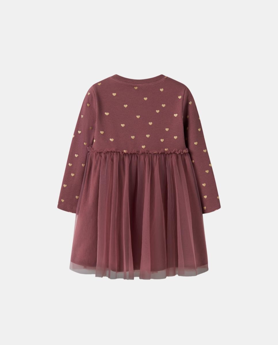 Vestido com Saia de Tule para Menina Bordeaux-4