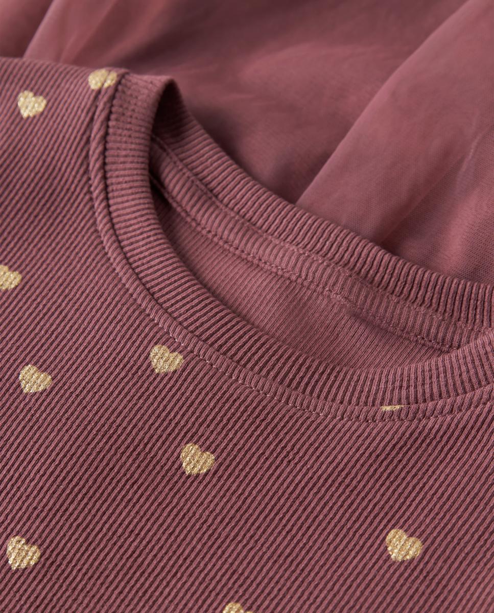 Vestido com Saia de Tule para Menina Bordeaux-5