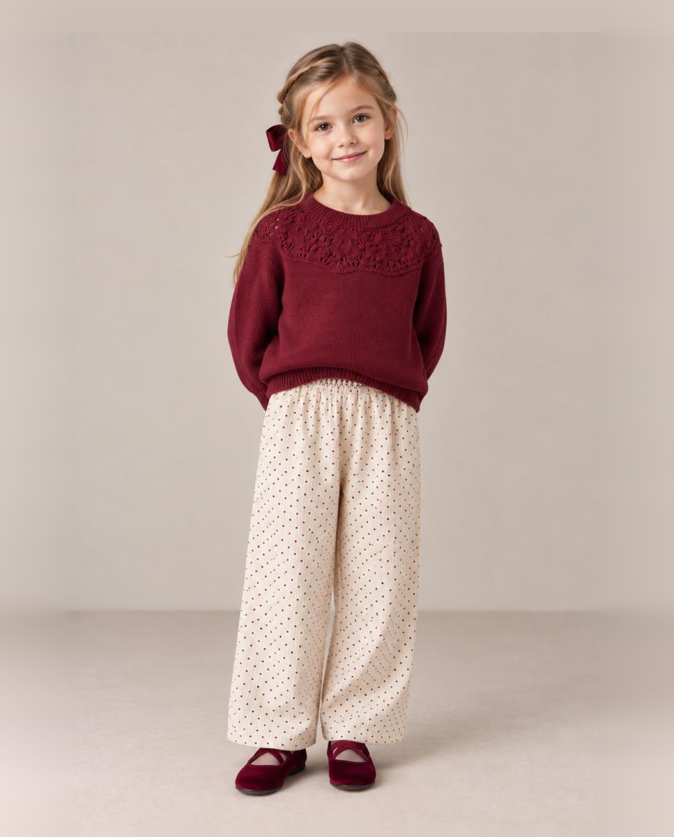 Pantalón wide de lunares - name it - Crema Crema-1