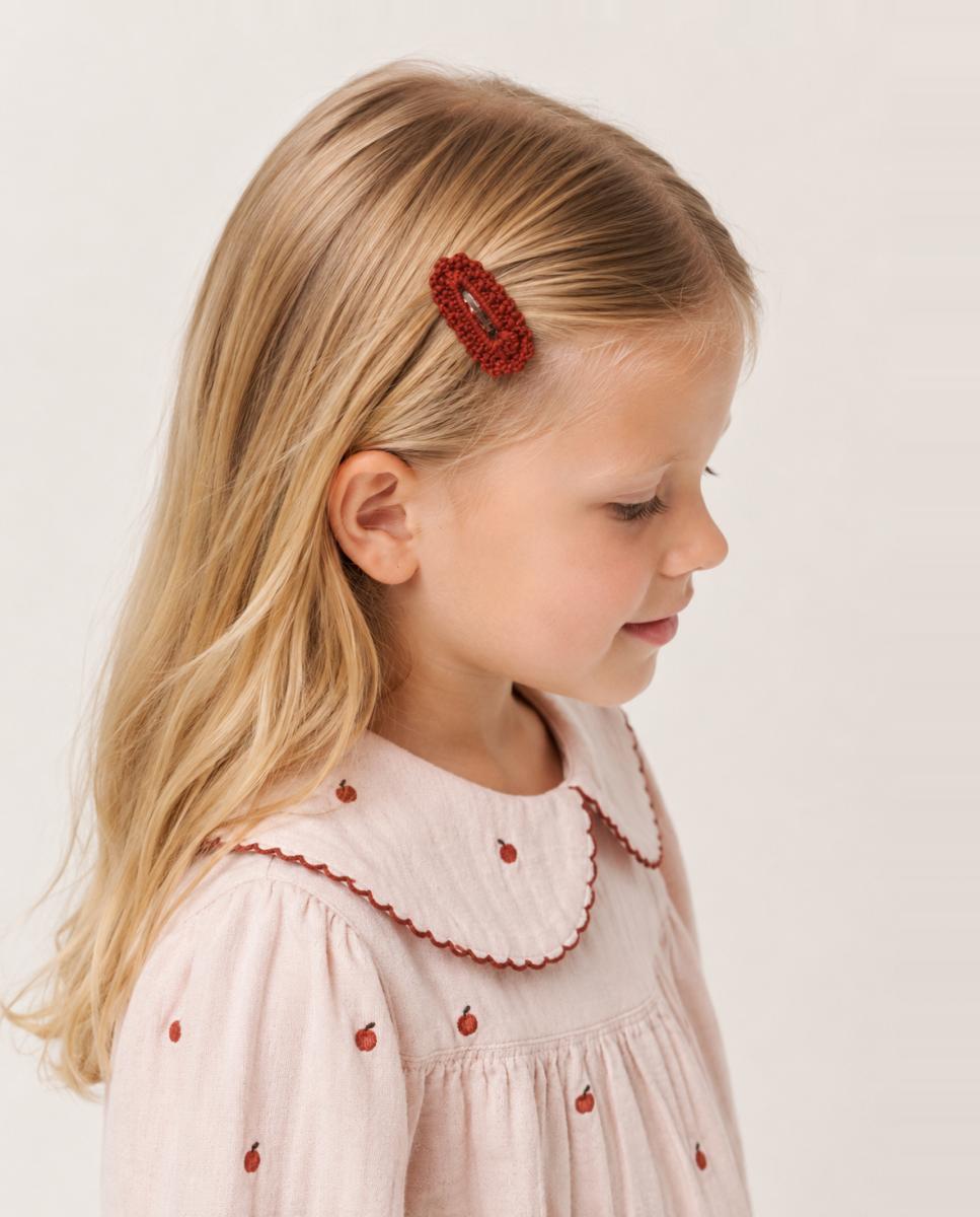 Conjunto de 2 Ganchos para o Cabelo com Fecho de Clipe Vermelho-3