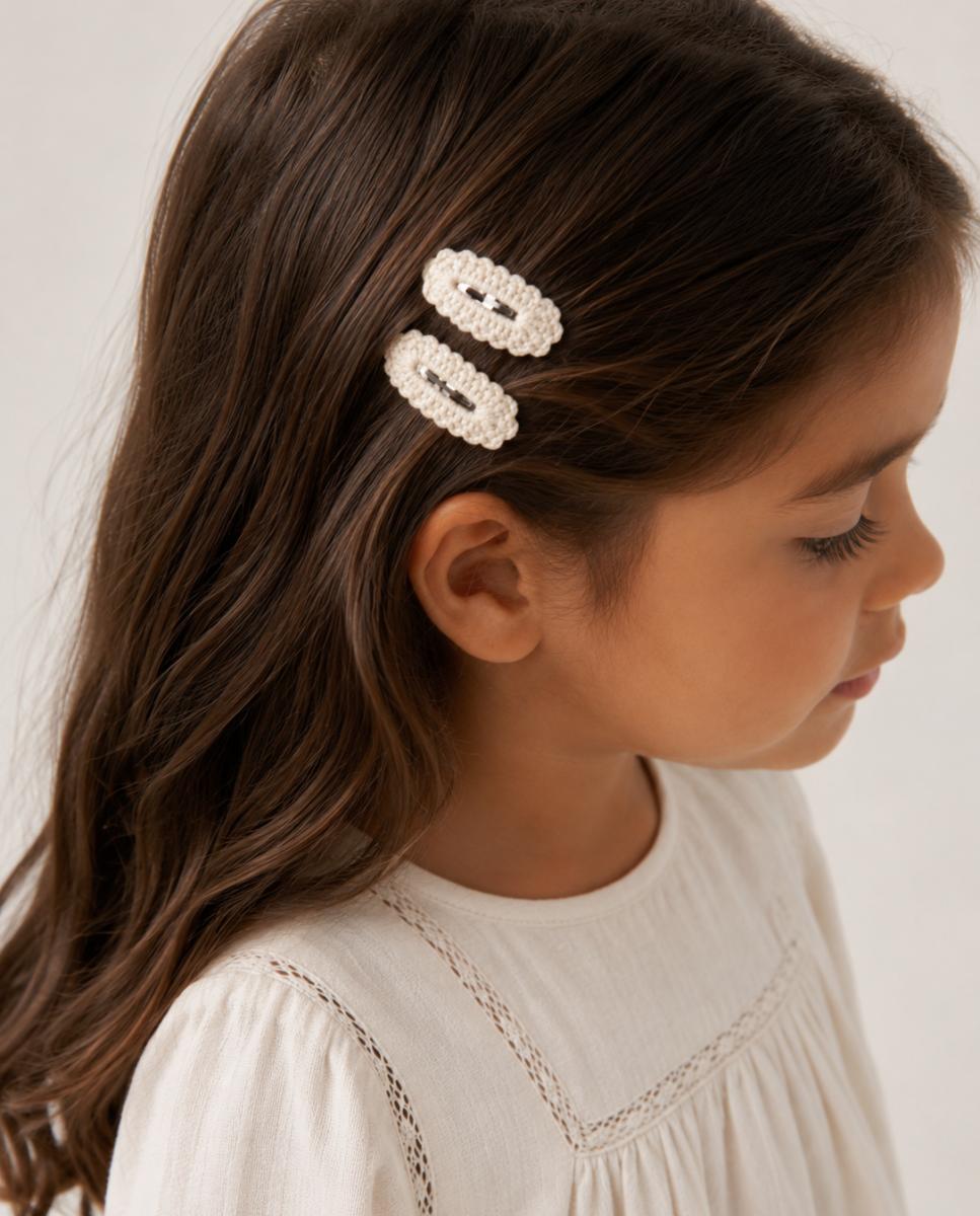 Conjunto de 2 Ganchos para o Cabelo com Fecho de Clipe Bege-3