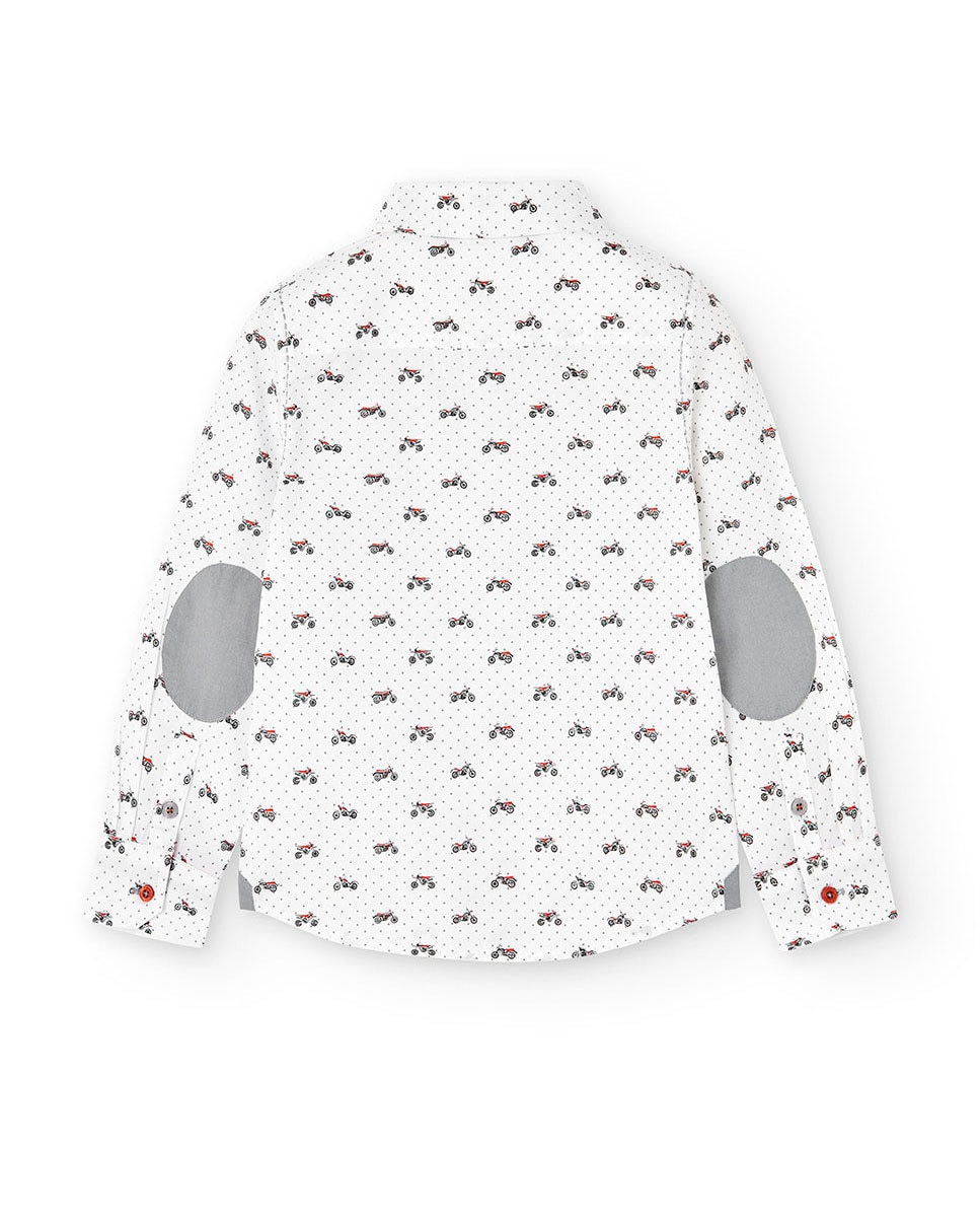 Camisa com Micro Estampado e Manga Comprida Boboli Branco-2