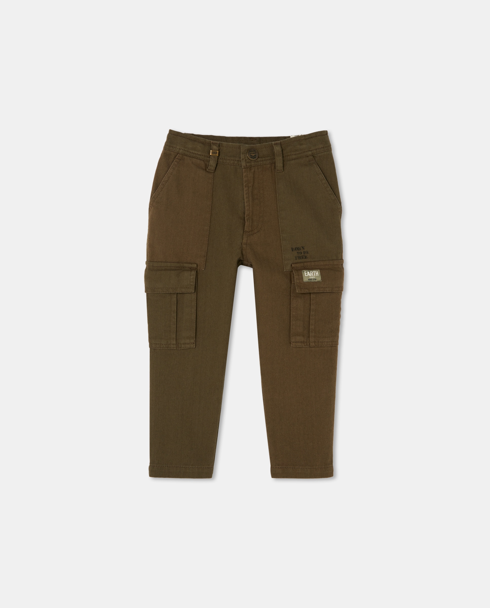 Calças com Bolsos - Caqui Verde-escuro-1