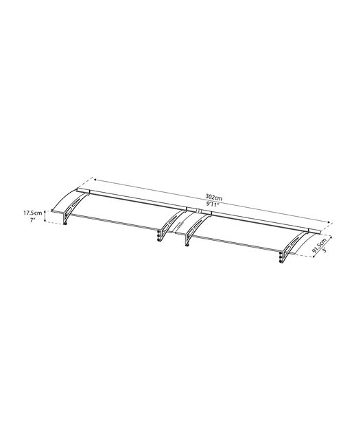 Marquesina para Puerta Aquila 302x91,5 cm Gris oscuro-7
