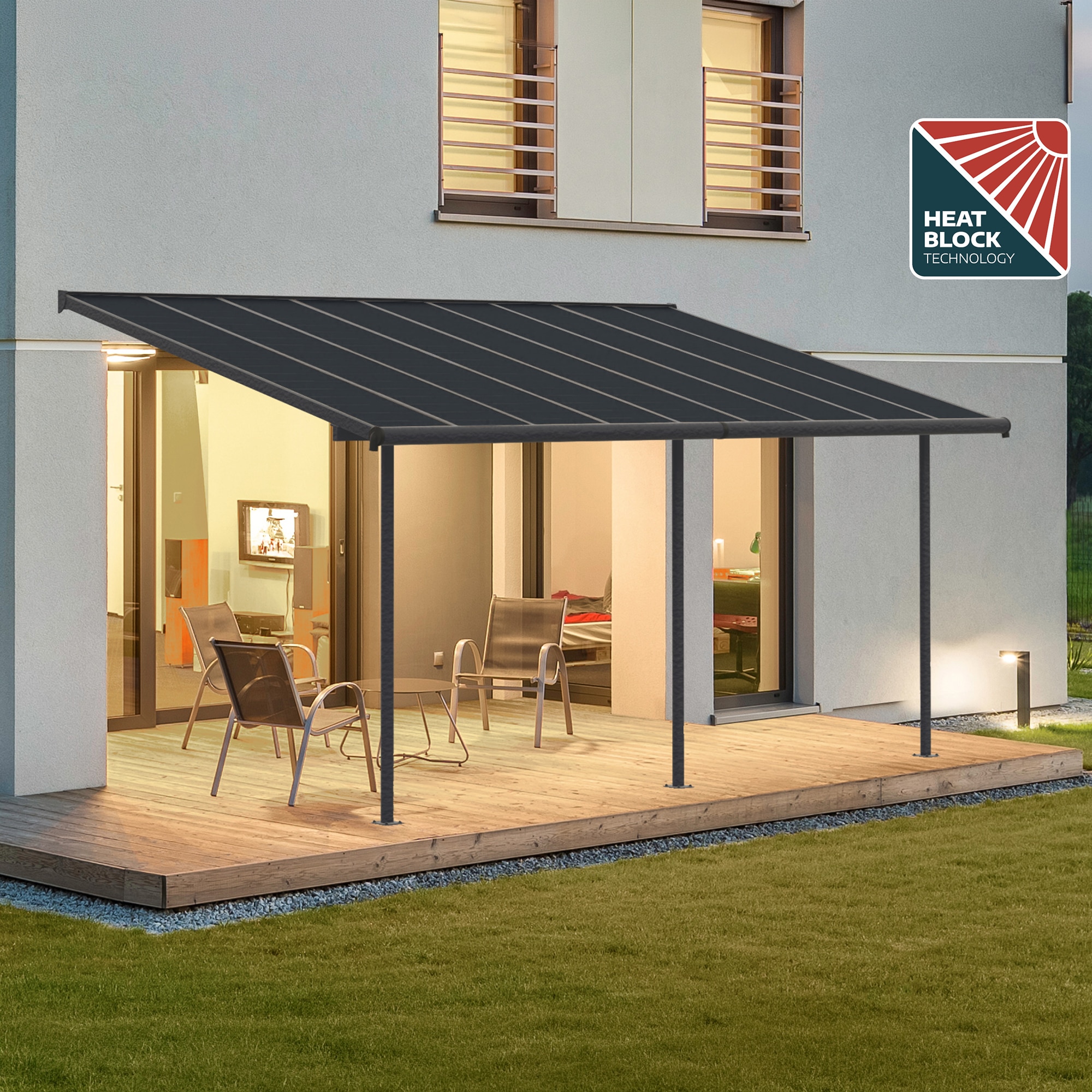 Pérgola Adosada Aluminio Capri Gris oscuro-2