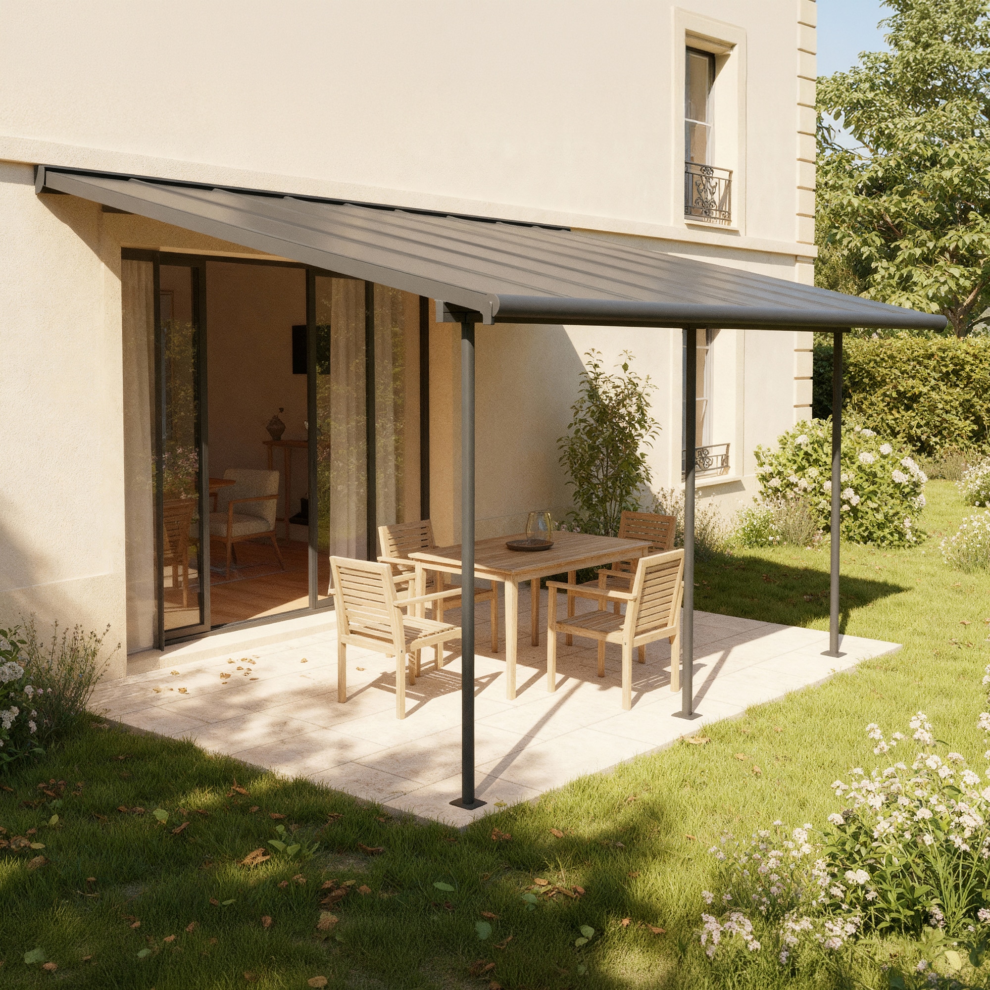 Pérgola Adosada Aluminio Capri Gris oscuro-3