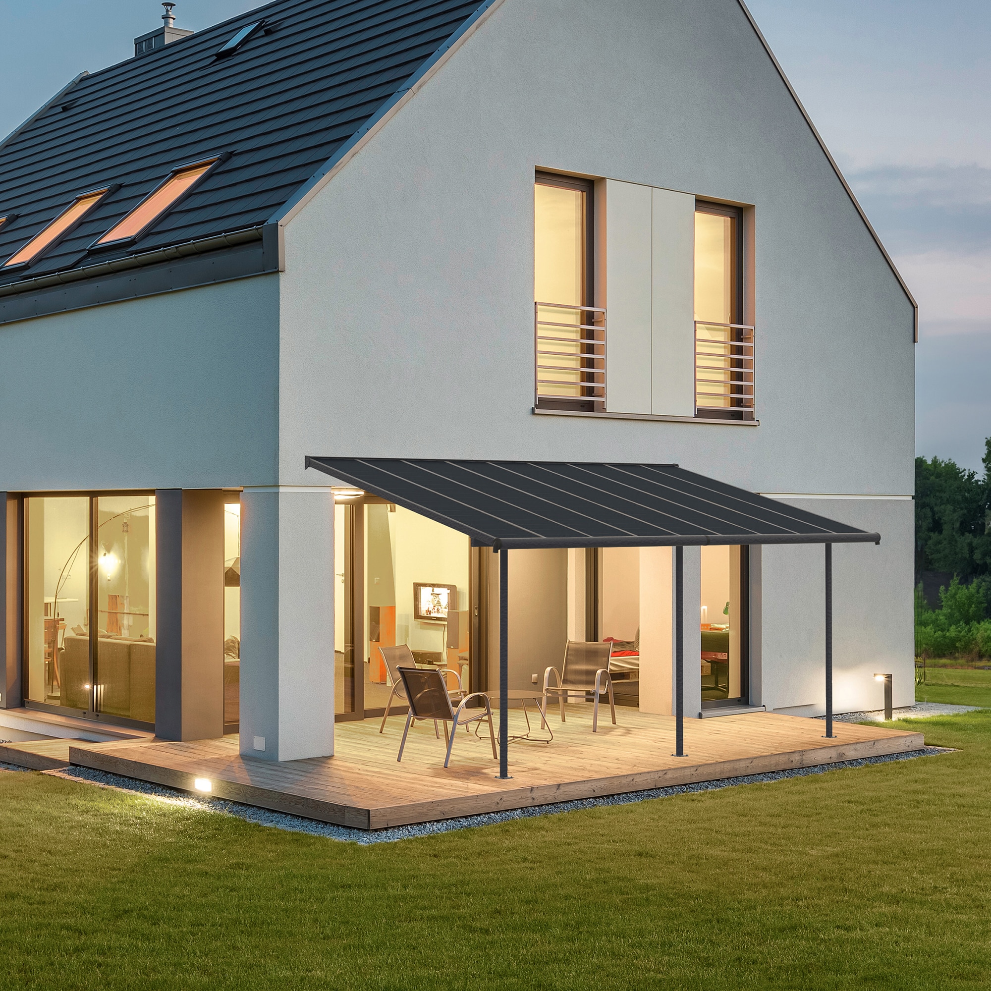 Pérgola Adosada Aluminio Capri Gris oscuro-4