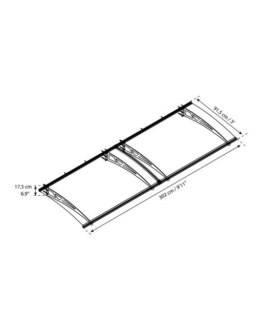 Marquesina para Puerta Canopy Altair 302x91,5 cm Gris oscuro-7
