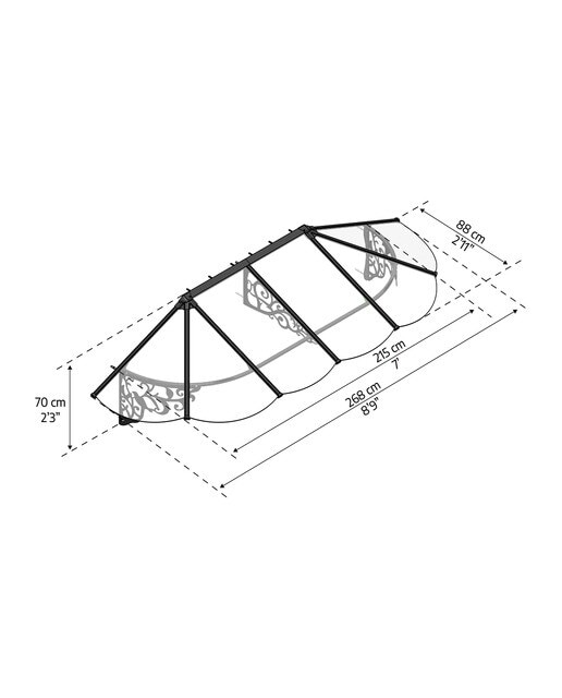 Marquesina para Puerta Lily XL 268x88 cm Negro-5