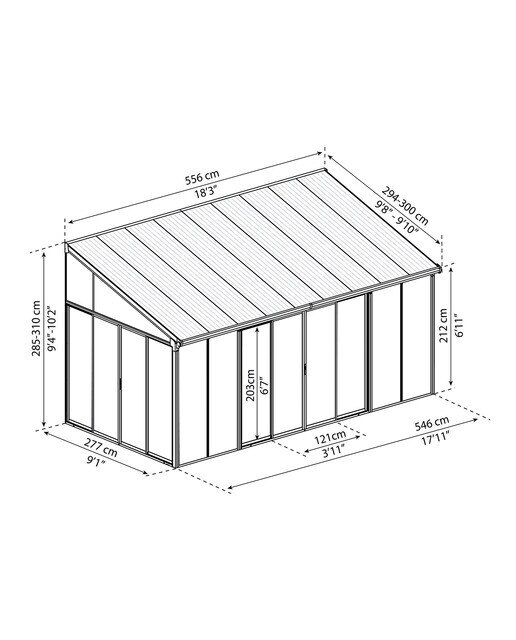 Veranda Aluminio San Remo 556 x 294 x 310 cm Blanco-5