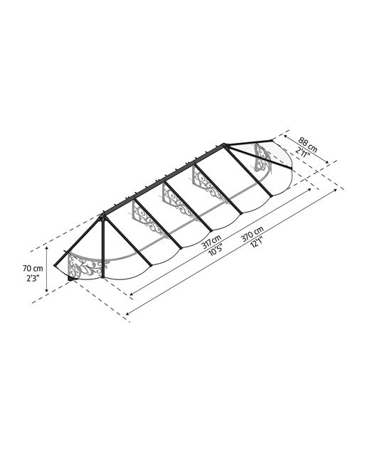 Marquesina para Puerta Lily XL 370x88 cm Negro-6