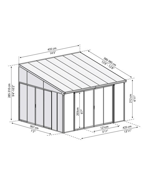 Veranda Aluminio San Remo 435 x 380 x 310 cm Blanco-8