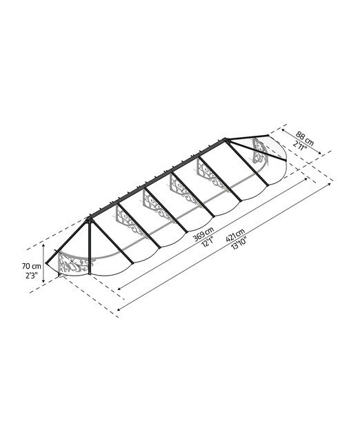 Marquesina para Puerta Lily XL 421x88 cm Negro-5