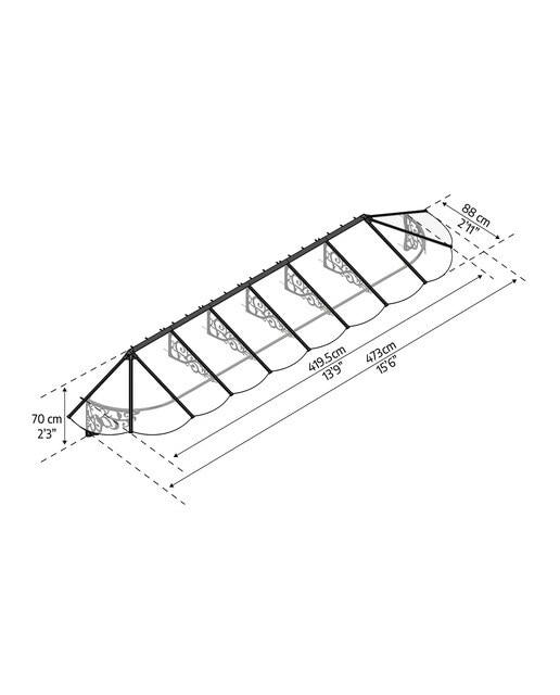 Marquesina para Puerta Lily XL 473x88 cm Negro-4