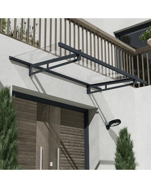 Marquesina para Puerta Canopy Bremen 205,5x93,5 cm Gris oscuro-2