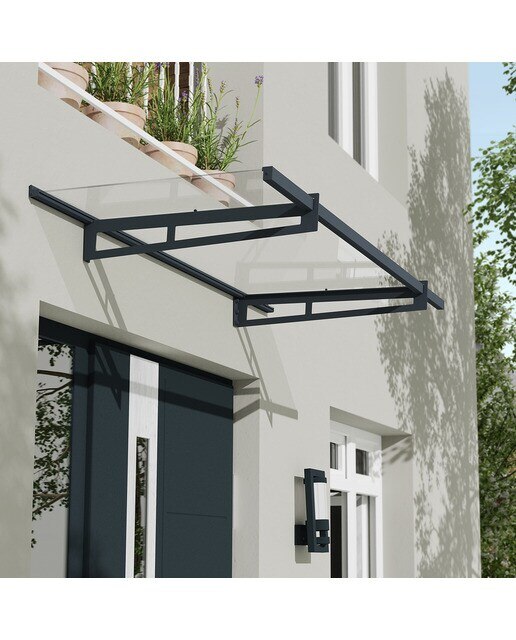 Marquesina para Puerta Canopy Bremen 205,5x93,5 cm Gris oscuro-3