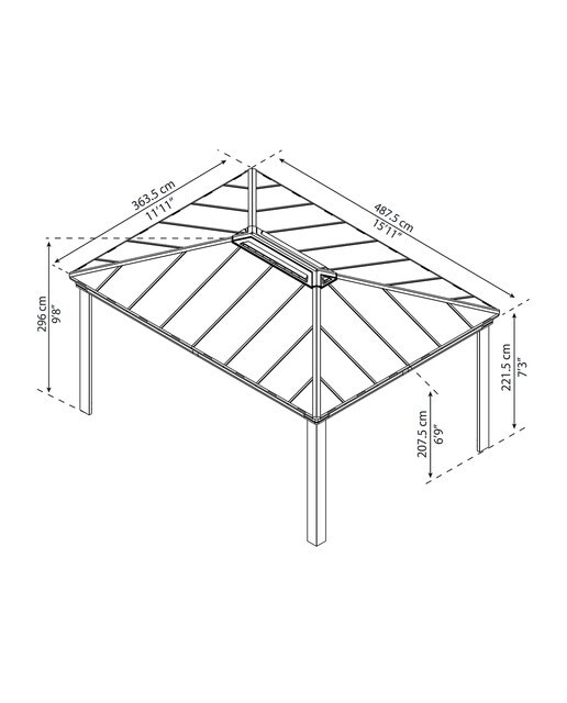 Cenador Aluminio Dallas 487 x 363 cm Gris oscuro-22