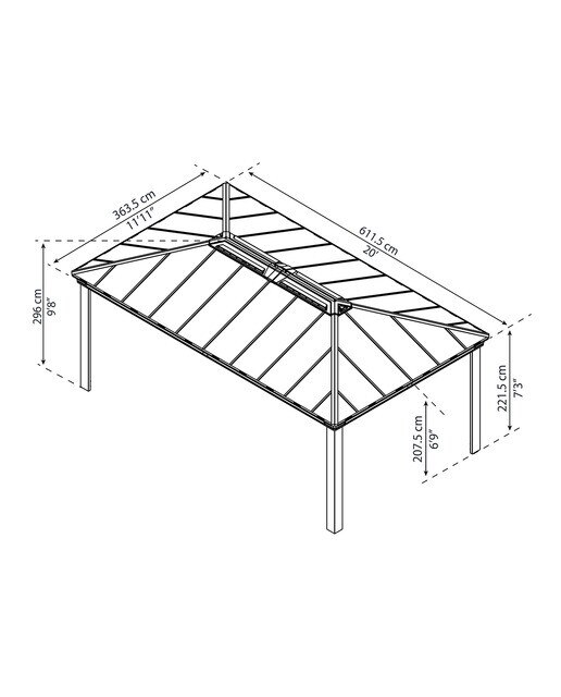Cenador Aluminio Dallas 611 x 363 cm Gris oscuro-16
