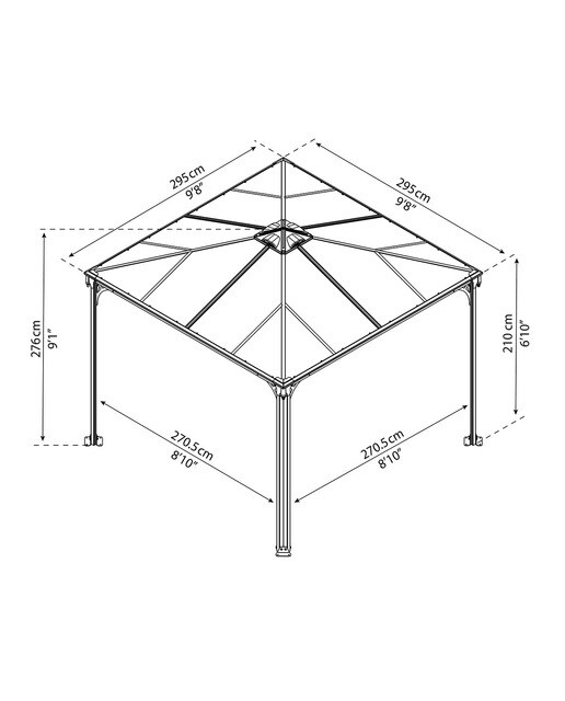 Cenador Aluminio Palermo 295 x 295 cm Gris oscuro-20
