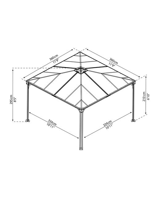 Cenador Aluminio Palermo 360 x 360 cm Gris oscuro-18