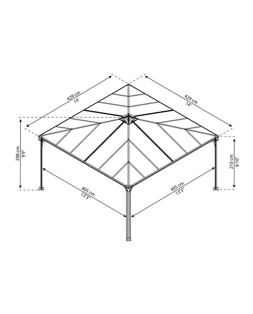 Cenador Aluminio Palermo 429 x 429 cm Gris oscuro-15