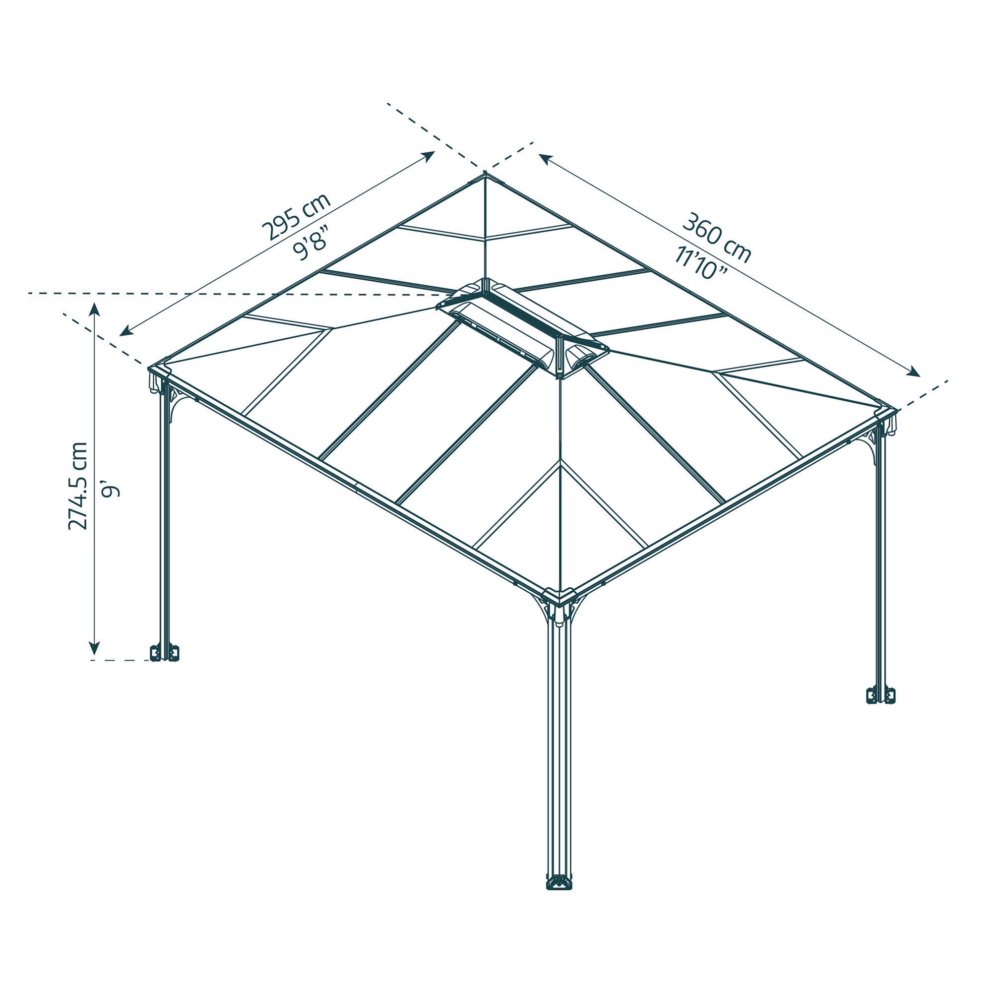 Cenador Aluminio Martinique 360 x 296 cm Gris oscuro-14