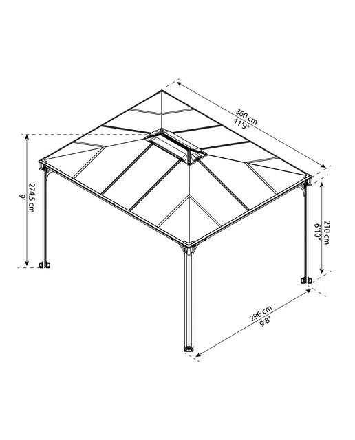 Cenador Aluminio Martinique 360 x 296 cm Gris oscuro-17