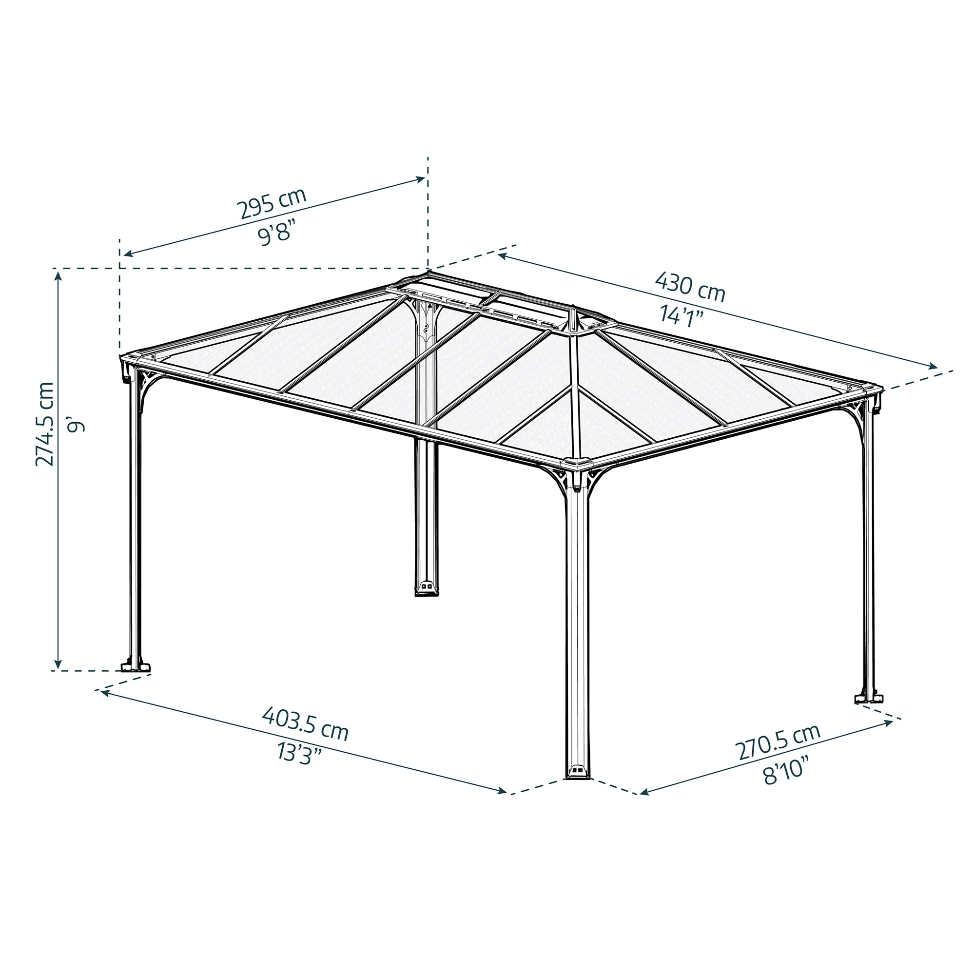 Cenador Aluminio Martinique 430 x 296 cm Gris oscuro-11
