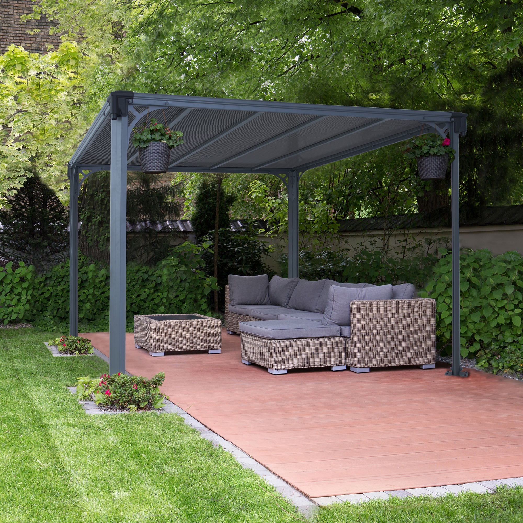 Cenador Aluminio Milano 309 x 309 cm Gris oscuro-3