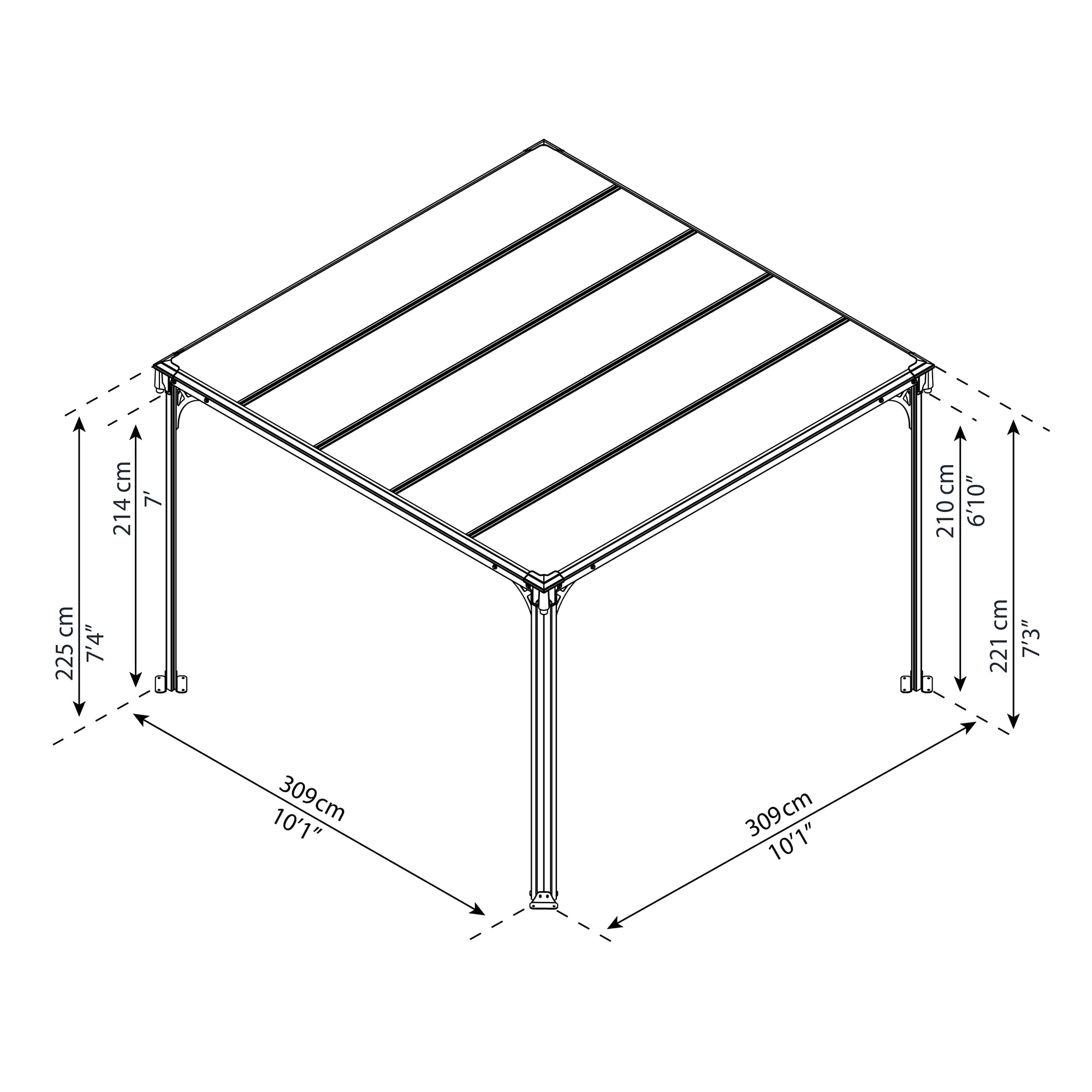 Cenador Aluminio Milano 309 x 309 cm Gris oscuro-11