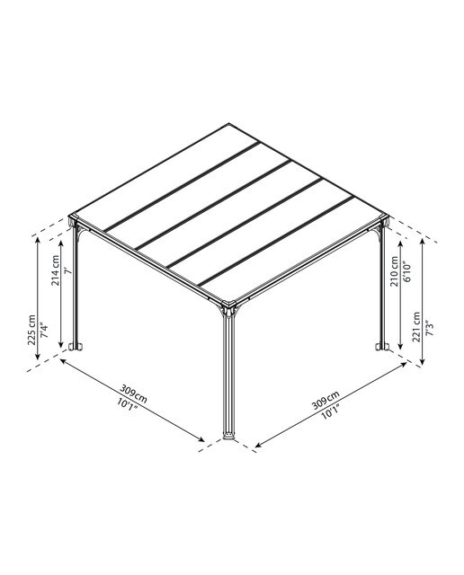 Cenador Aluminio Milano 309 x 309 cm Gris oscuro-14